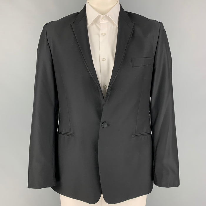 PAUL SMITH Size 42 Black Wool Peak Lapel Sport Coat