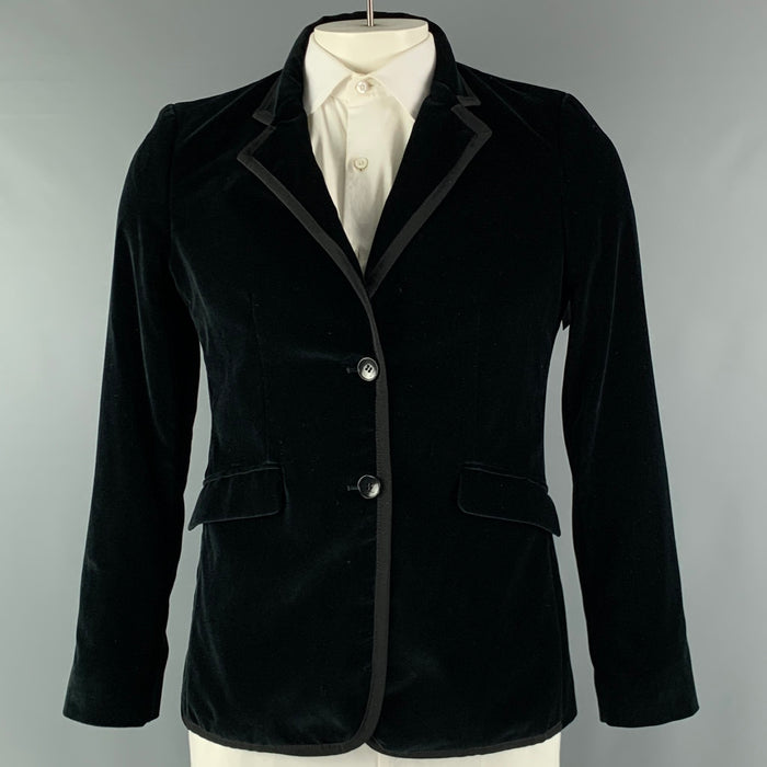 ETRO Size 12 Black Cotton Elastane Velvet Jacket