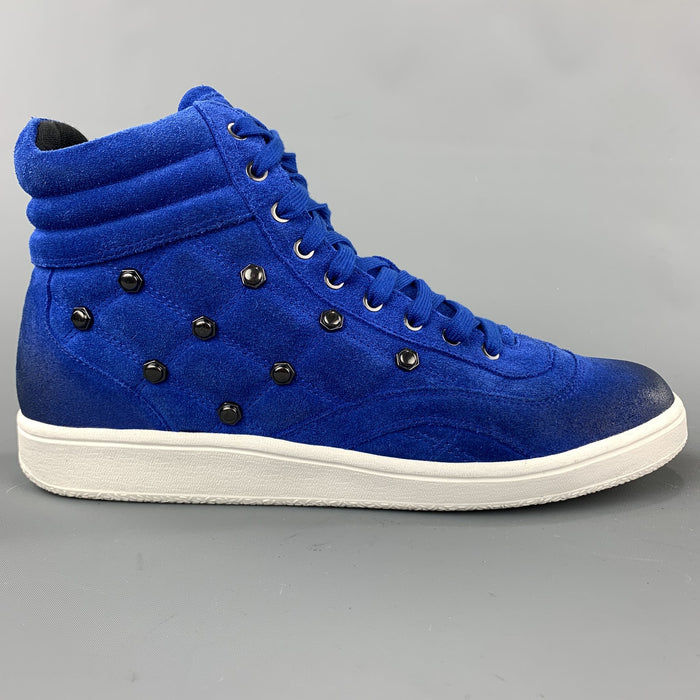 JUST CAVALLI Size 10.5 Quilted Royal Blue High Top Sneakers
