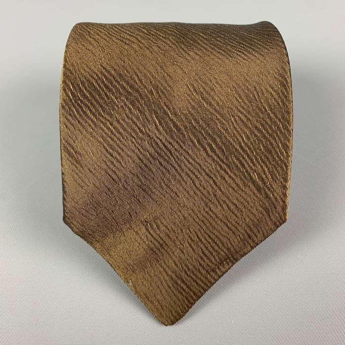 JIL SANDER Brown Textured Silk Viscose Tie