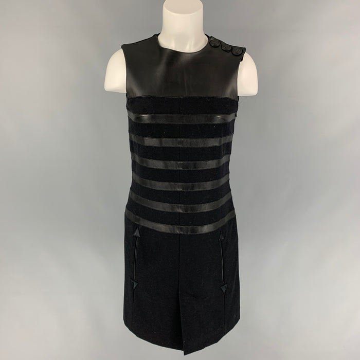 JEAN PAUL GAULTIER Size 6 Black Wool Blend Mixed Materials Shift Dress