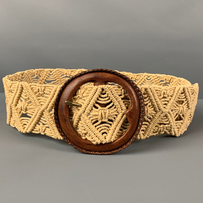 RALPH LAUREN Size M Brown Natural Woven Rope Leather Belt