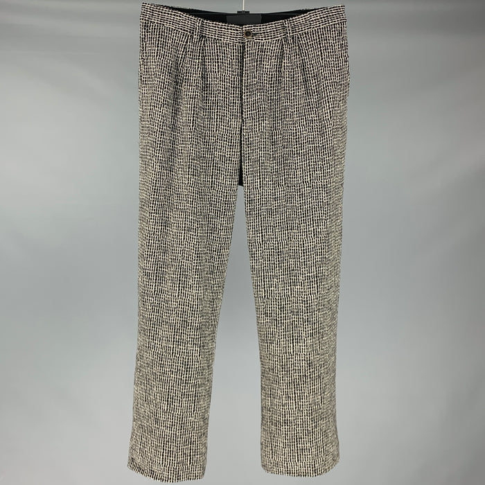GIORGIO ARMANI Size 32 Black White Pattern Wool Pleated Dress Pants