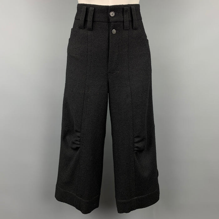 MARC JACOBS Talla 6 Pantalones de vestir de pierna ancha recortados de lana / nailon texturizados negros