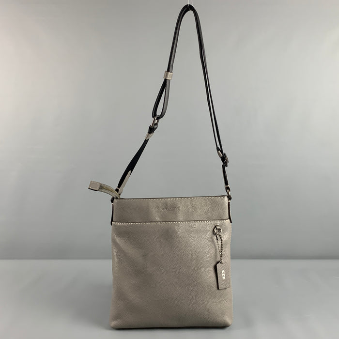 COACH Grey Black Pebble Grain Leather Cross Body Bag