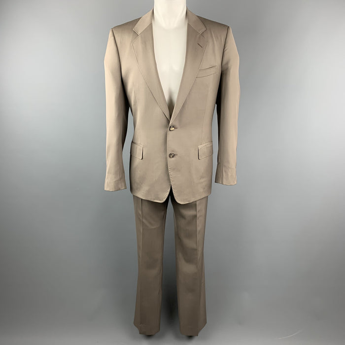 Vintage YVES SAINT LAURENT 42 Regular Taupe Wool Suit