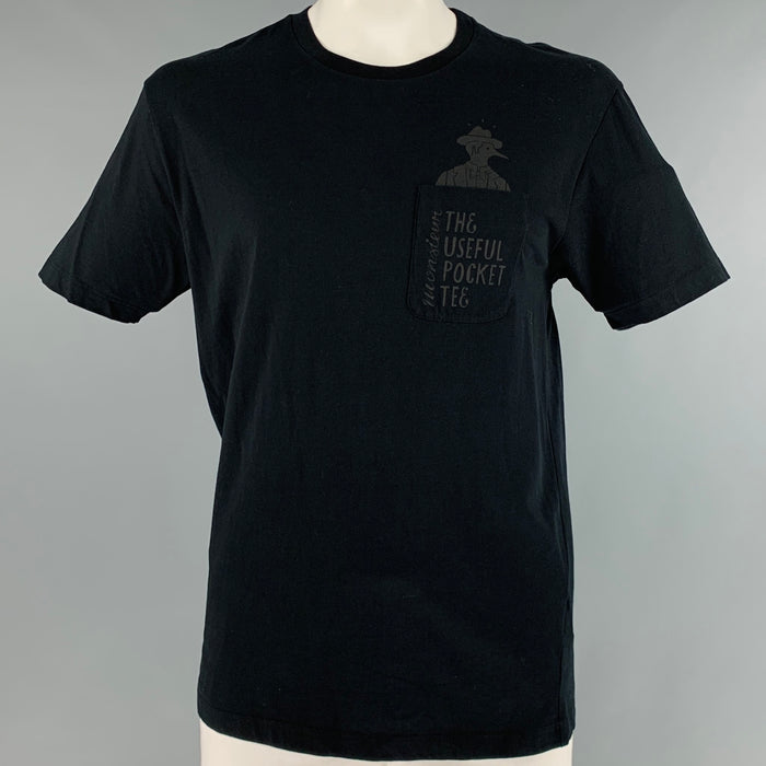 VIKTOR & ROLF Talla XL Camiseta de algodón con un bolsillo y estampado negro