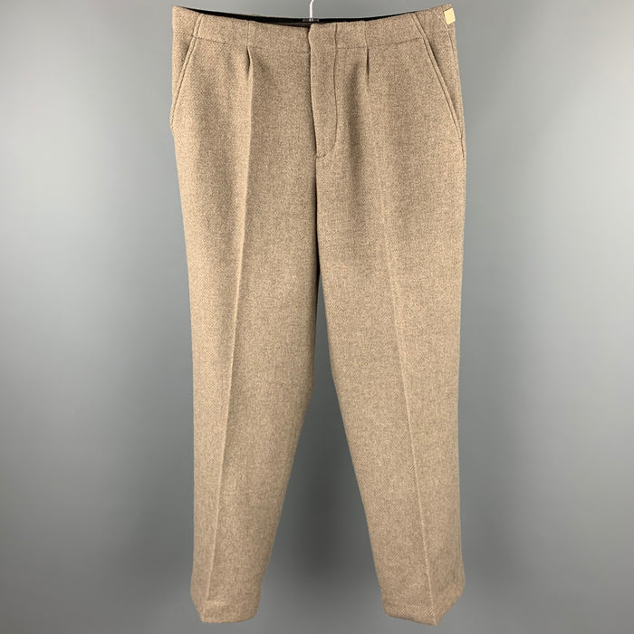 OUR LEGACY Size 32 Taupe Solid Wool / Polyester 32 Pleated Borrowed Chino Pants