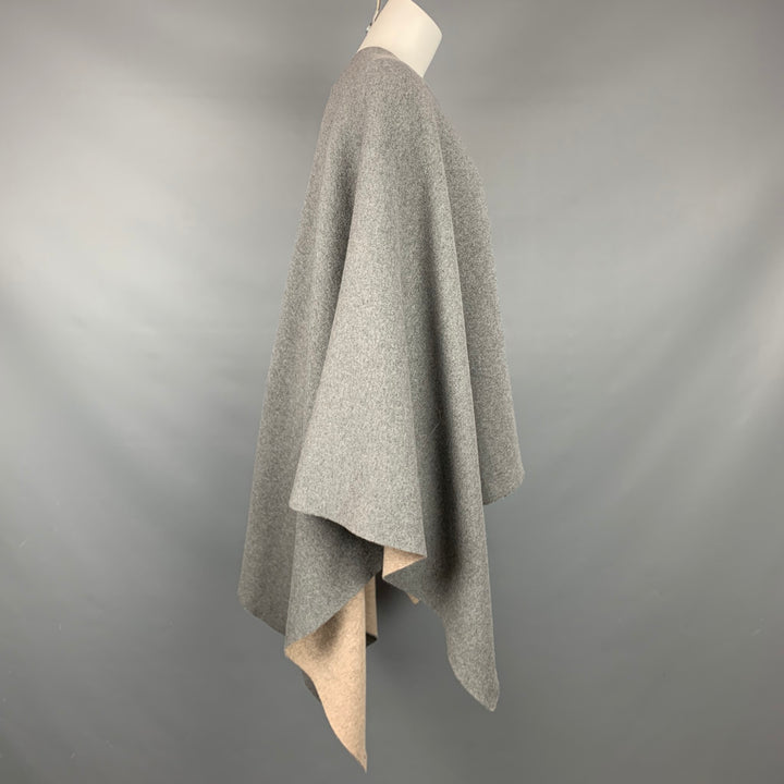 MAX MARA Grey & Beige Heather Reversible Cape Serra Shawl