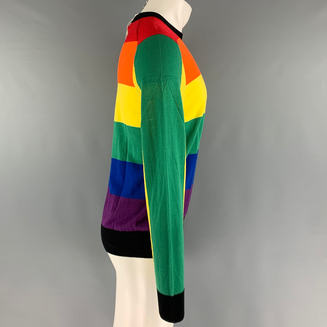 VETEMENTS X CDG SS17 Gay Flag Size M Multi-Color Wool Crew-Neck Pullover