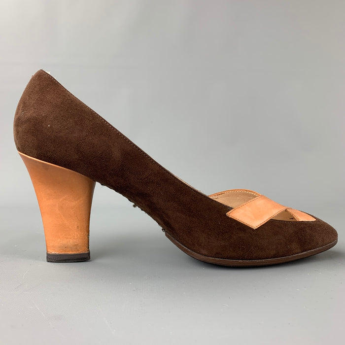 GIVENCHY Size 9.5 Brown & Cognac Suede Criss-Cross Pumps