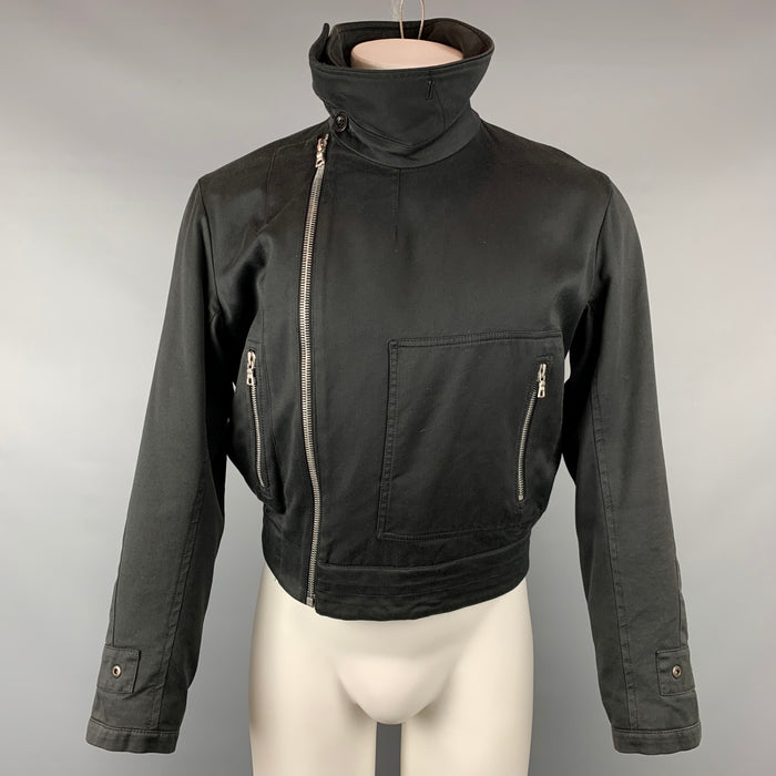 DRIES VAN NOTEN Size S Black Cotton Back Belt Cropped Jacket