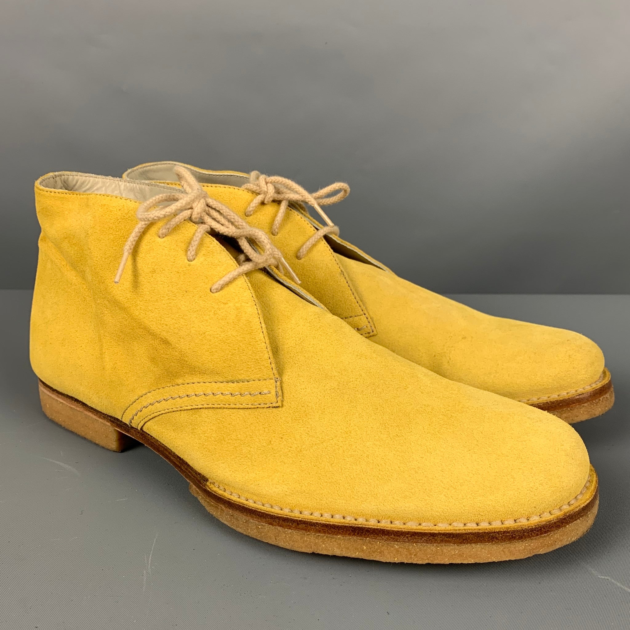 JIL SANDER Size 9 Yellow Suede Ankle Lace Up Shoes – Sui