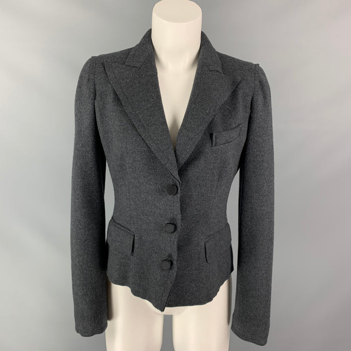 DOLCE & GABBANA Chaqueta blazer de lana virgen gris talla 6