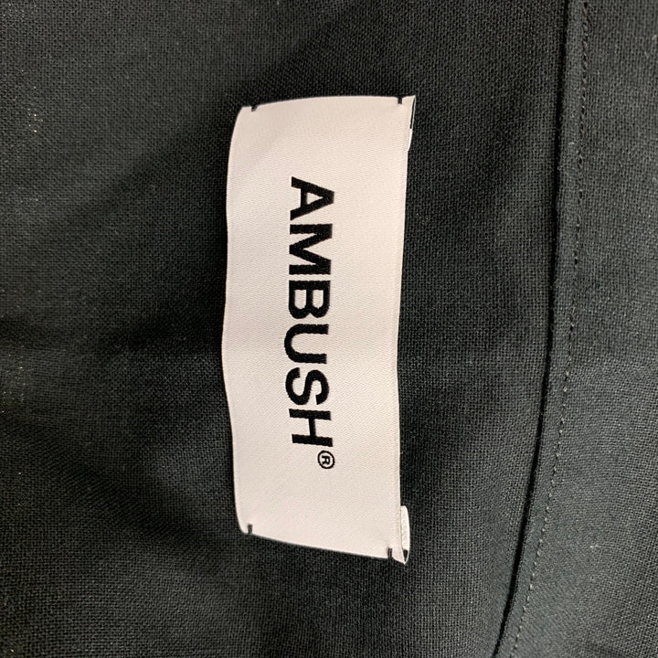 AMBUSH Talla L Chaqueta kimono de algodón con gráfico dorado negro