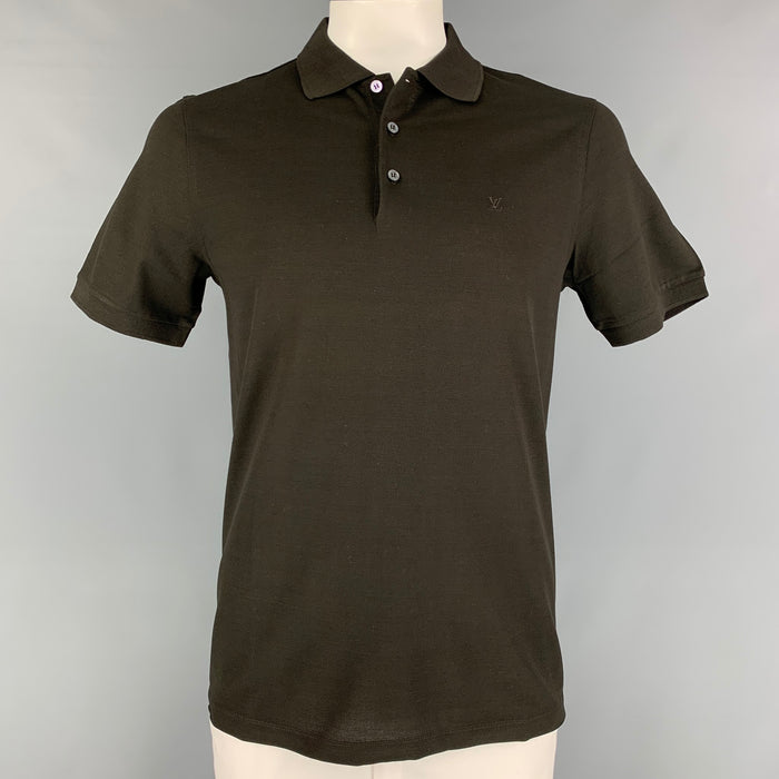 LOUIS VUITTON Size L Olive Cotton Buttoned Polo