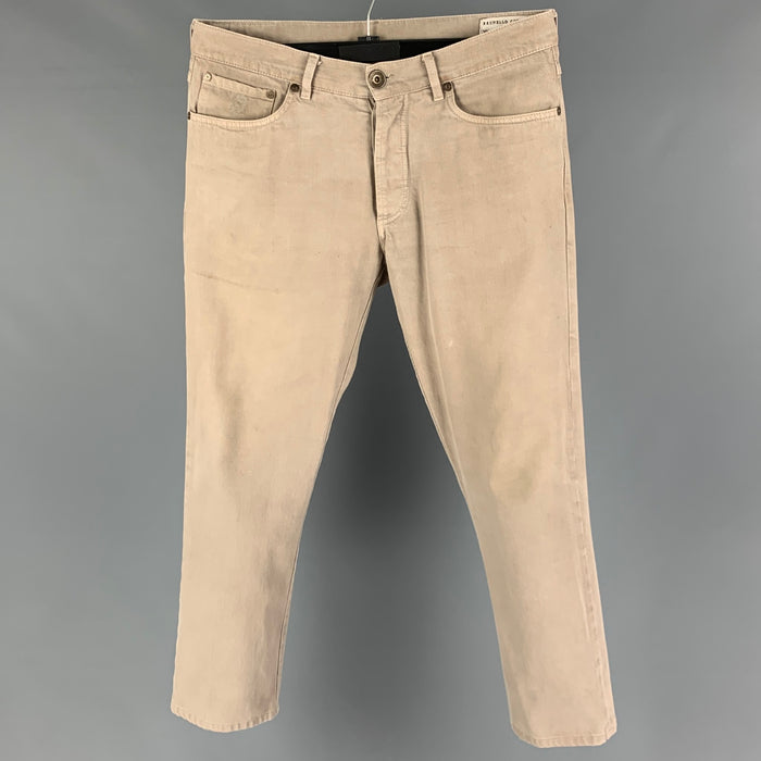 BRUNELLO CUCINELLI Size 32 Tan Cotton Button Fly Jeans