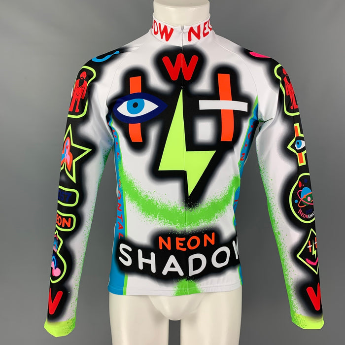 WALTER VAN BEIRENDONCK SS22 Size M White Graphic Nylon Jersey Bike Top