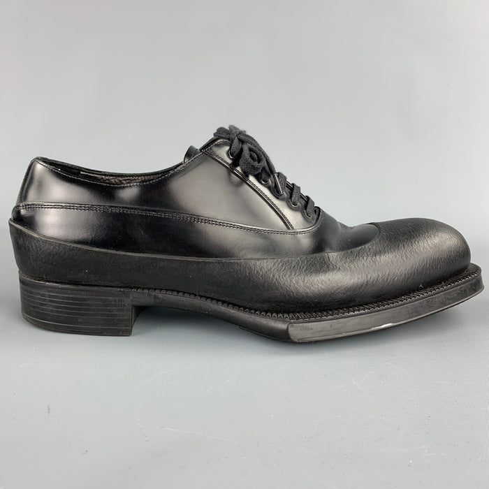 PRADA Size 9.5 Black Leather Lace Up Dress Shoes