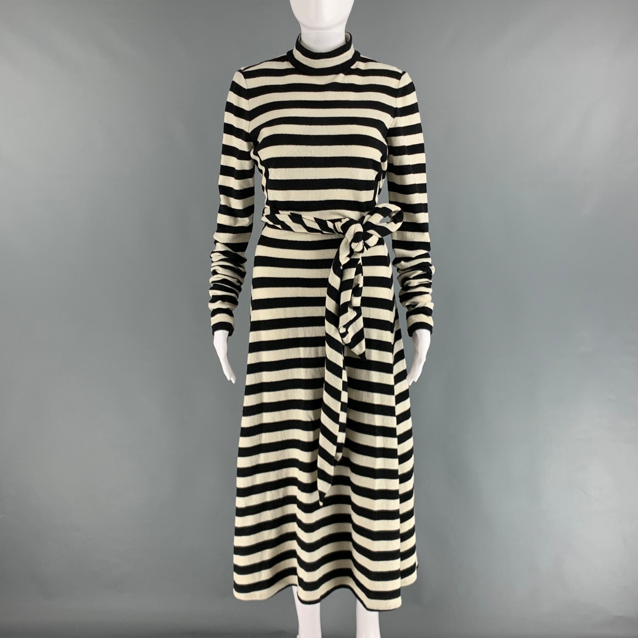 MARC JACOBS Size 2 Black White Wool Nylon Stripe Maxi Dress Sui Generis Designer Consignment MARC JACOBS Size 2 Black White Wool Nylon Stripe Maxi Dress Sui Generis Designer Consignment