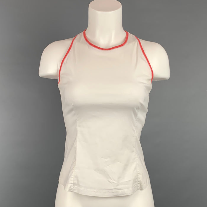 BRUNELLO CUCINELLI Size S White & Red Cotton Blend Casual Top