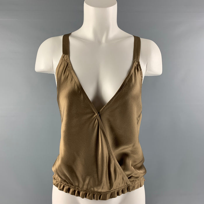 RALPH LAUREN Size 6 Taupe Silk Solid Racerback Blouse