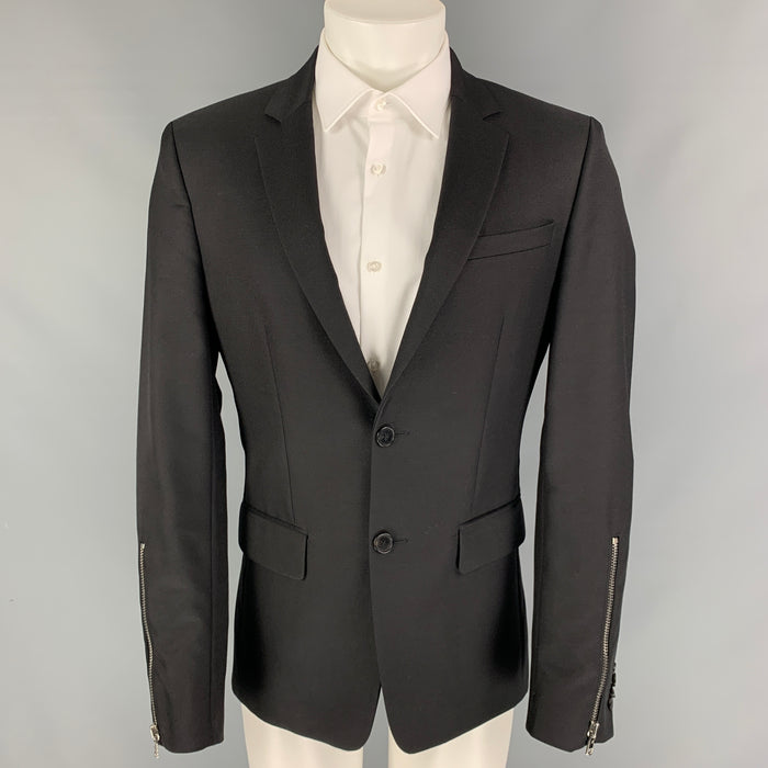GIVENCHY Size 40 Black Wool / Polyamide Notch Lapel Sport Coat