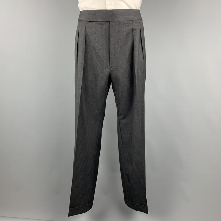 TOM FORD Taille 50 Costume à revers cranté en laine anthracite à chevrons