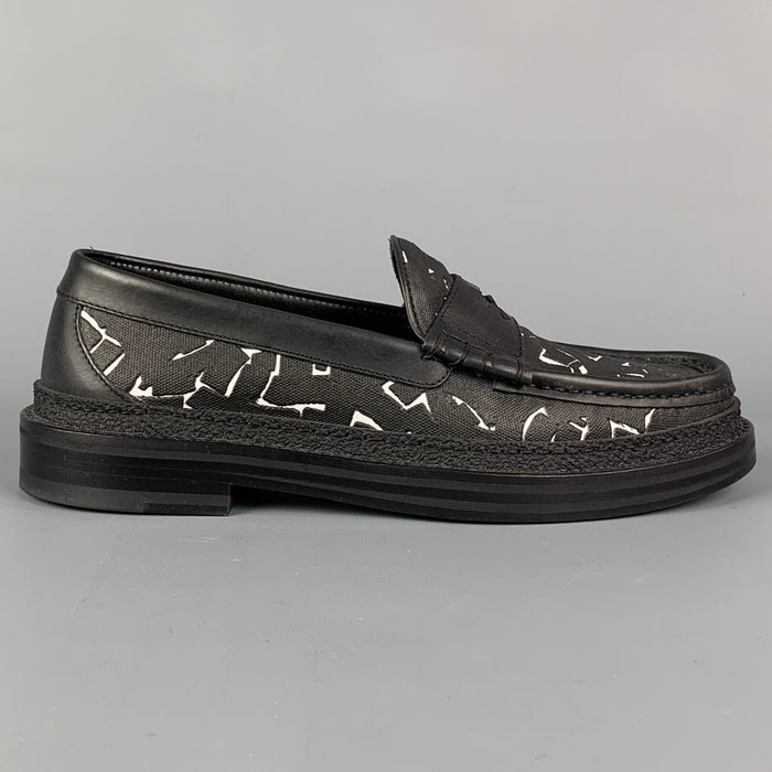 JIMMY CHOO x Eric Haze Collection Curated by Poggy Size 7.5 Black & White Coated Cotton Loafers