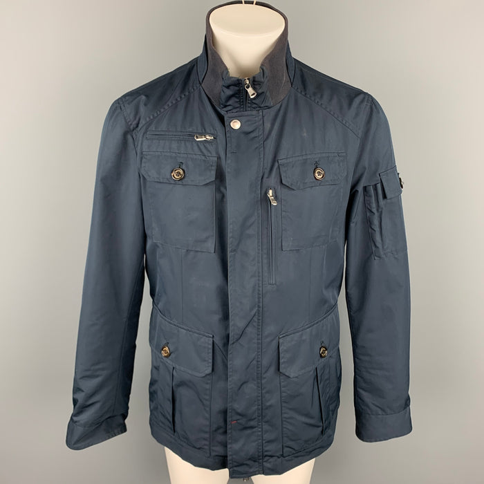 BRUNELLO CUCINELLI Size M Navy Nylon Zip & Buttons Jacket