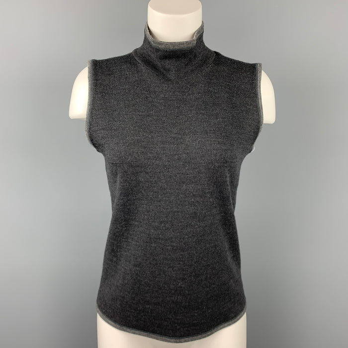 GIORGIO ARMANI Size 6 Grey Jersey Wool / Nylon Mock Turtleneck Casual Top
