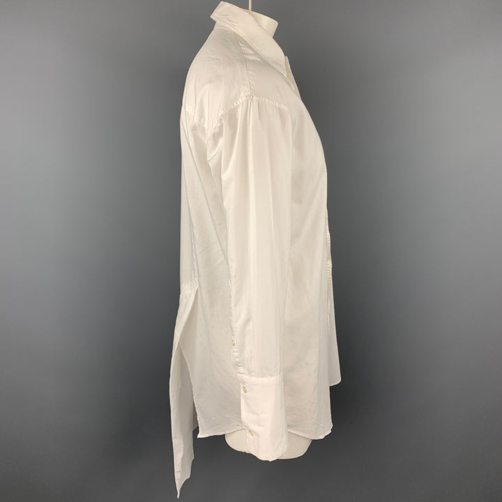 BEDj.w.FORD Size M White Cotton / Silk Long Asymmetrical Sleeve Shirt