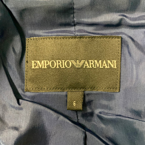 EMPORIO ARMANI Size 6 Blue Viscose & Silk Solid Blazer