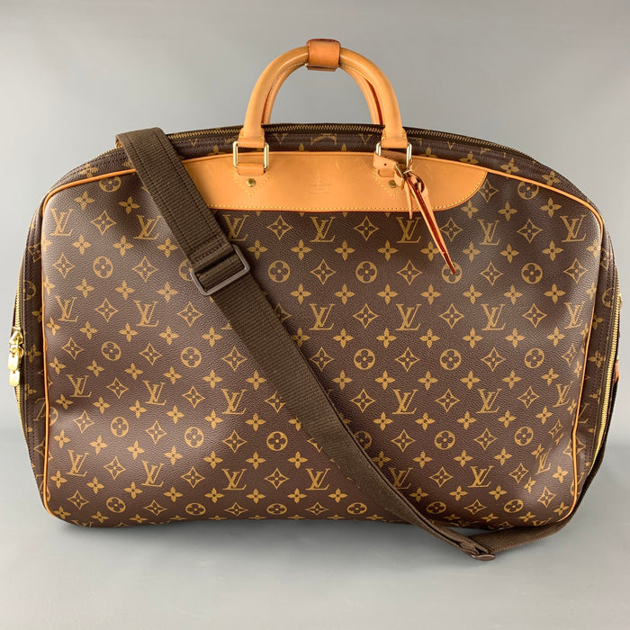 LOUIS VUITTON Alize 2 Poches Brown Leather Monogram Vachetta Trim Canvas Travel Bag