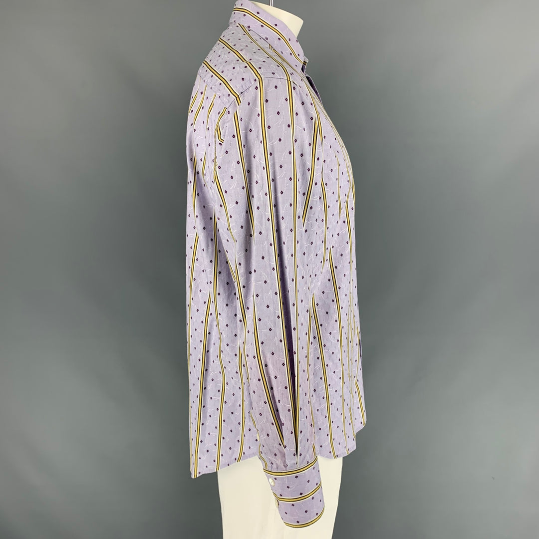 ROBERT GRAHAM Size XL Purple Yellow & Stripe Cotton Button Up  Long Sleeve Shirt