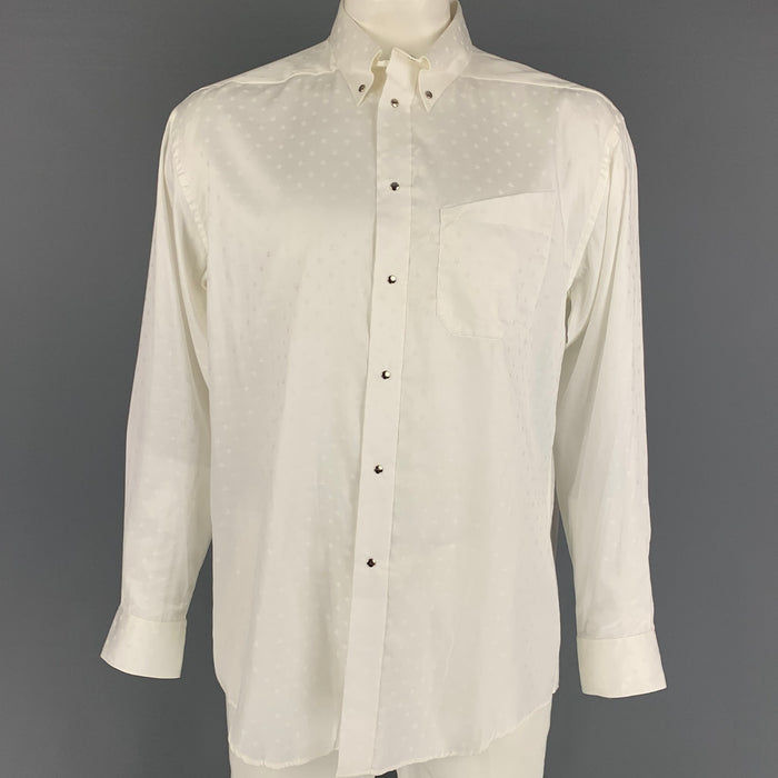 Vintage THIERRY MUGLER Size XL White Star Print Cotton Long Sleeve Shirt