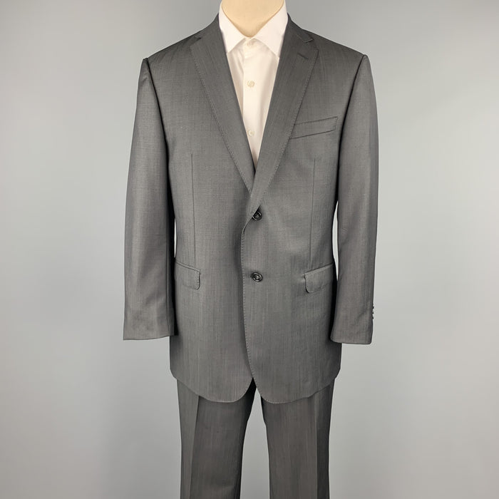 Z ZEGNA Size 44 Regular Charcoal Wool / Mohair Notch Lapel Suit