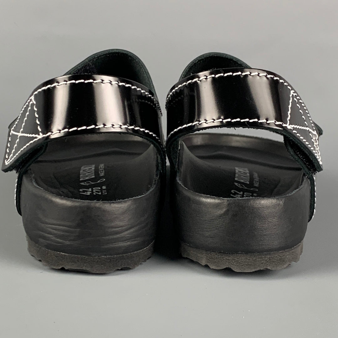 PROENZA SCHOULER x BIRKENSTOCK Size 9 Black White Contrast Stitch Leather Belted Sandals