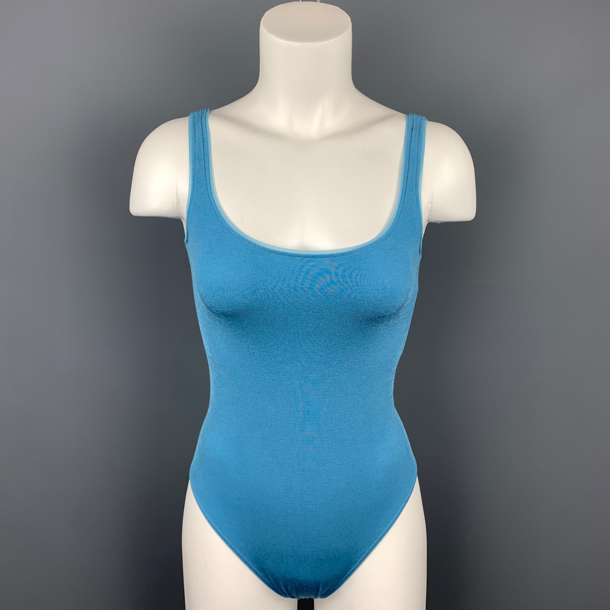 WOLFORD Size S Blue Cotton Nylon Jersey Shell Bodysuit Sui