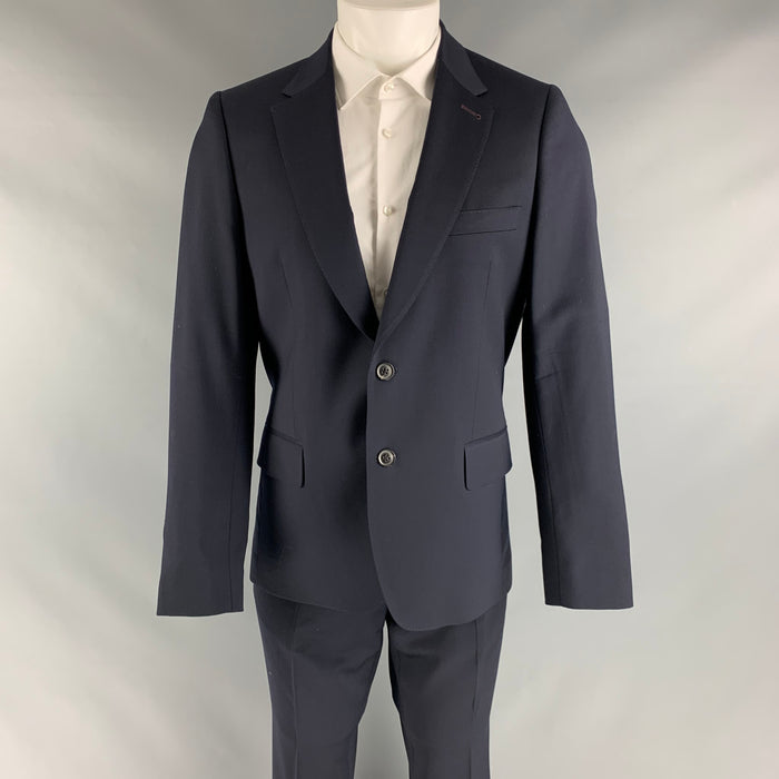 PAUL SMITH Talla 40 Traje cruzado de lana azul marino