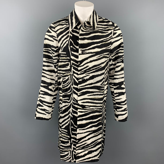 DRIES VAN NOTEN S/S 20 Size 34 Black & White Zebra Polyamide Raincoat