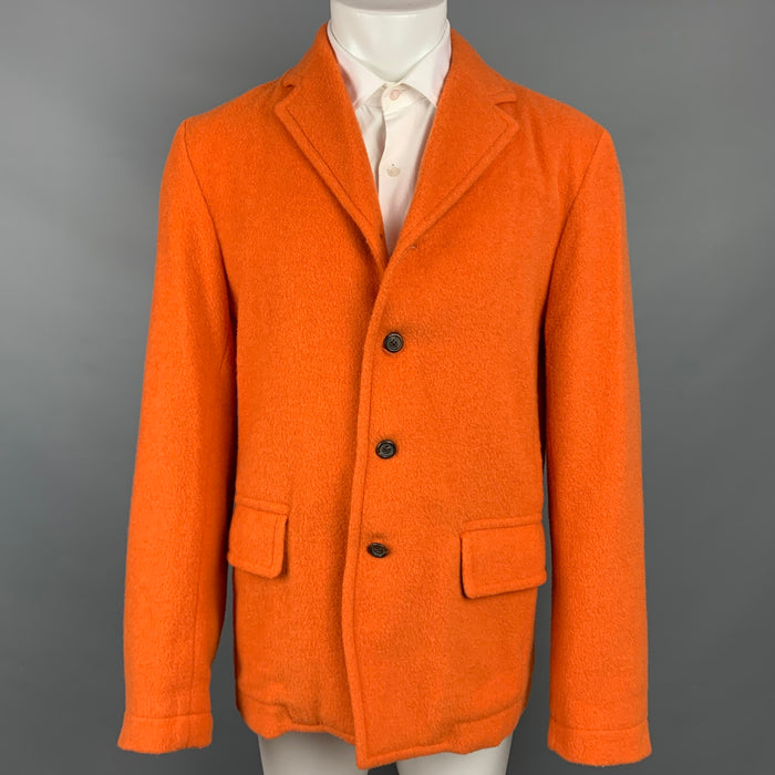 DRIES VAN NOTEN Size 40 Orange Textured Wool Blend Jacket