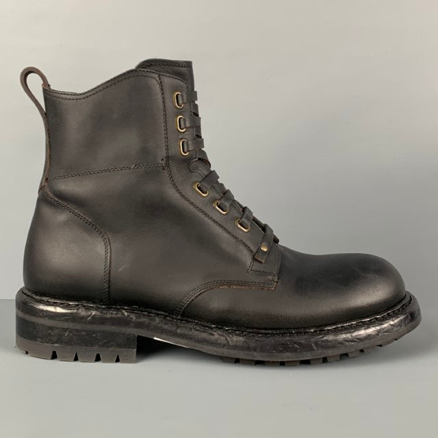DOLCE & GABBANA Talla 8.5 Botines militares de cuero negro