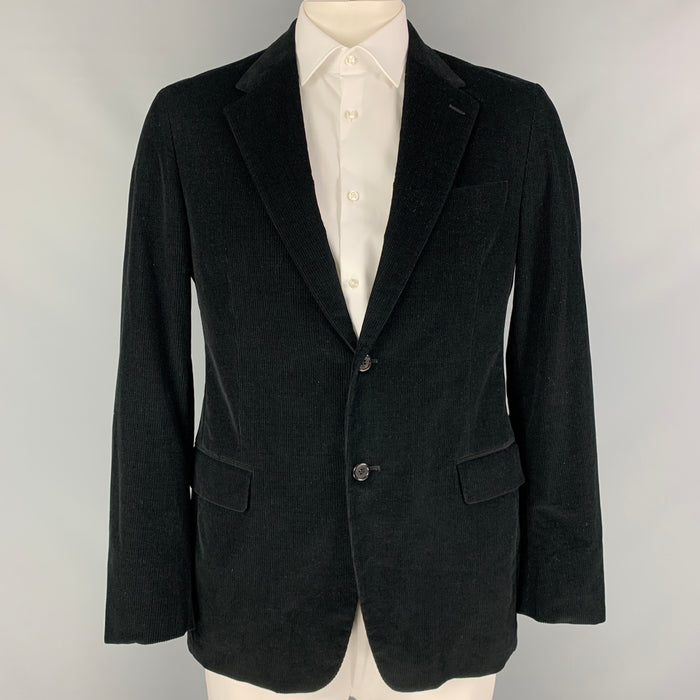 PRADA Size 42 Black Corduroy Cotton Notch Lapel Sport Coat