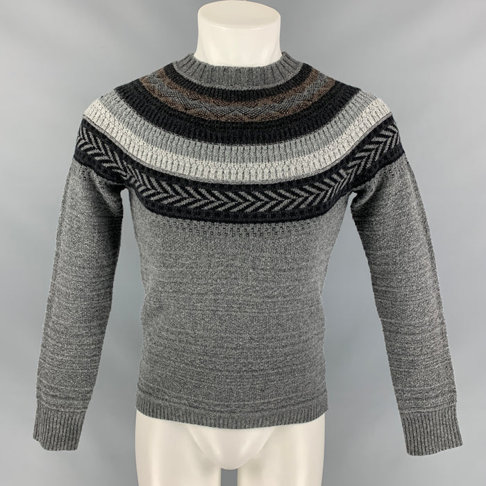 BURBERRY PRORSUM by Christopher Bailey Pre-Fall 2011 Size XS Grey Fairisle Lambswool / Cashmere Pullover Sweater