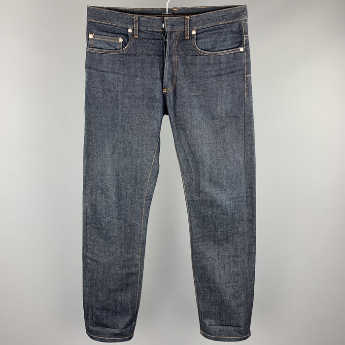 DIOR HOMME Size 32 Indigo Contrast Stitch Denim Button Fly Jeans