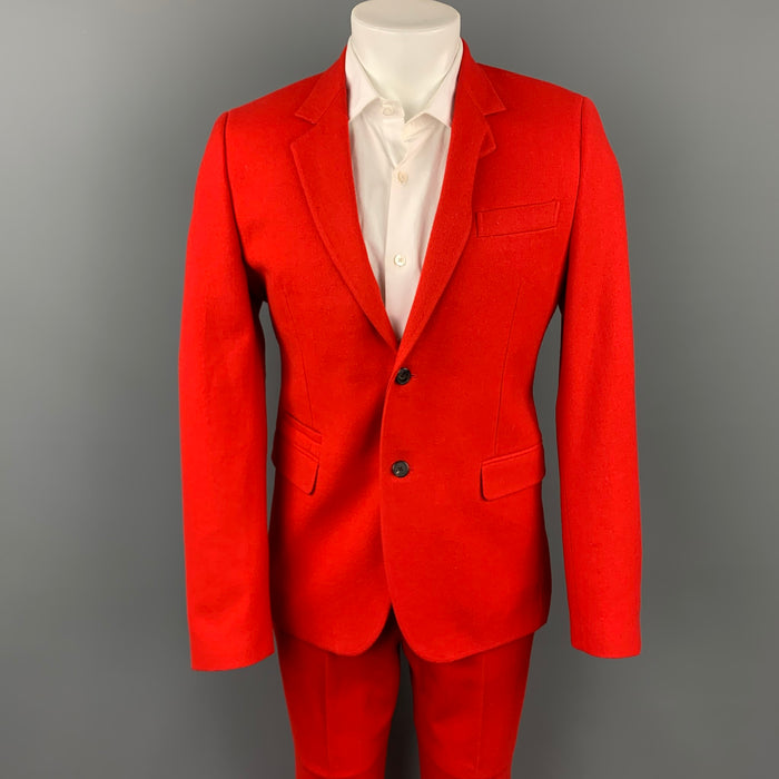 GIVENCHY F/W 12 Size 40 Red Wool / Cotton Notch Lapel Suit