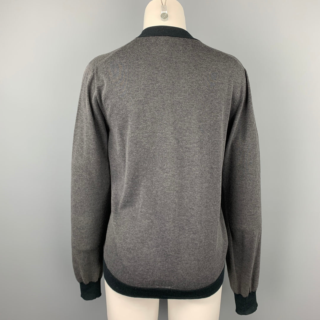 MARNI Size 6 Grey Jersey Two Tone Cotton Cardigan