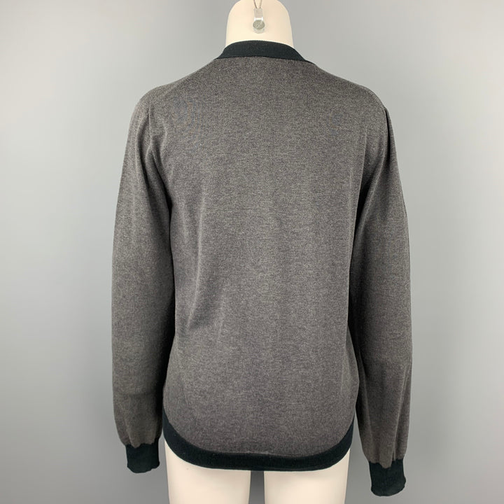 MARNI Size 6 Grey Jersey Two Tone Cotton Cardigan