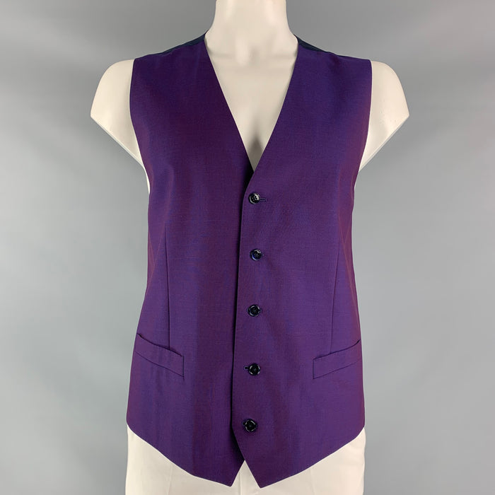 DOLCE & GABBANA Size 46 Iridescent Wool & Mohair Buttoned Vest